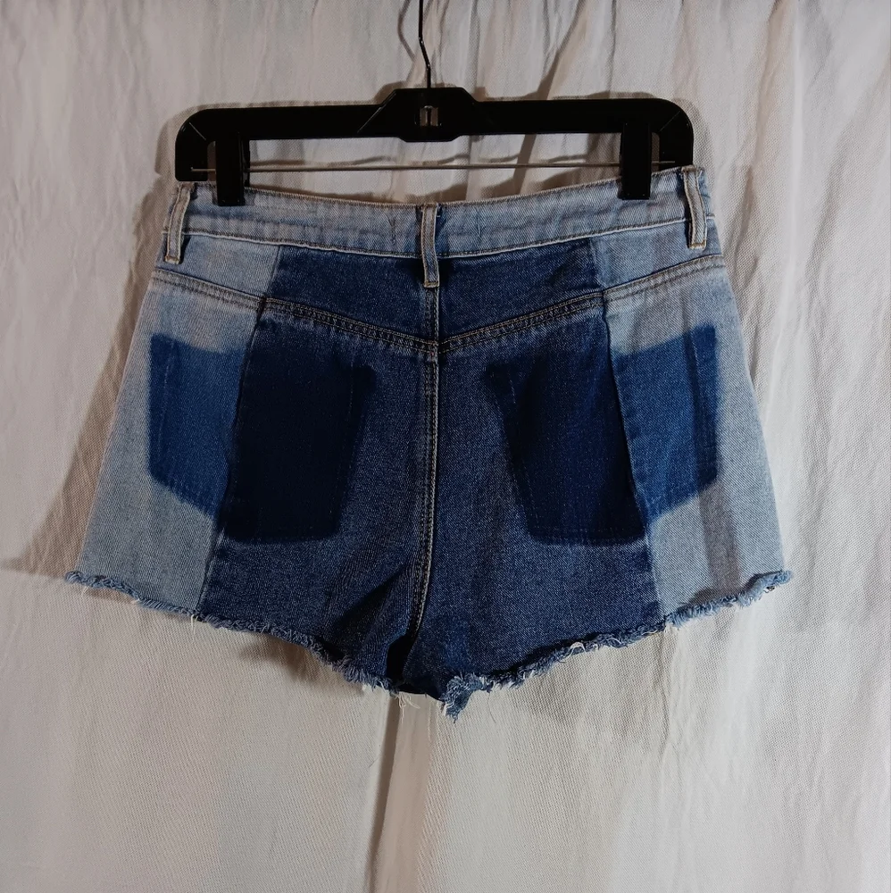 Pacsun Womens 28 Shorts High Rise Blue Jean Patch Denim Boho Festival Hippie